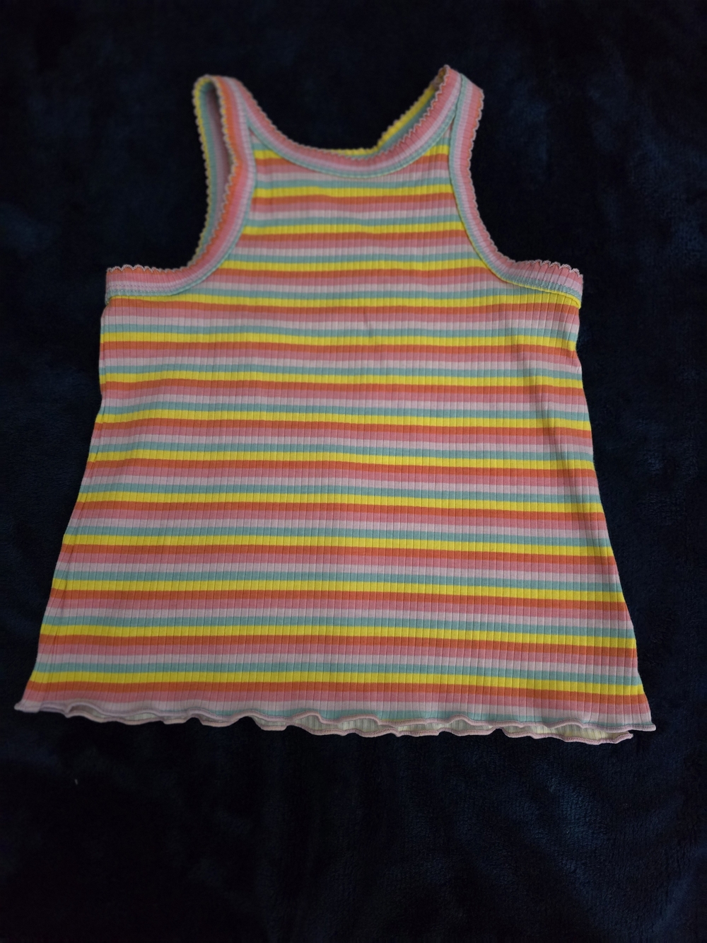 Cat & Jack Girls' Rainbow Stripe Ribbed Tank Top - Pink, Yellow, Blue & Green